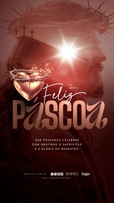 Páscoa Feliz Sacrifício e Glória do Redentor Template PSD Editável