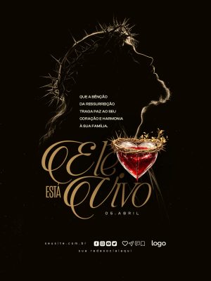 Páscoa Ele Está Vivo Mensagem de Paz e Harmonia PSD Editável