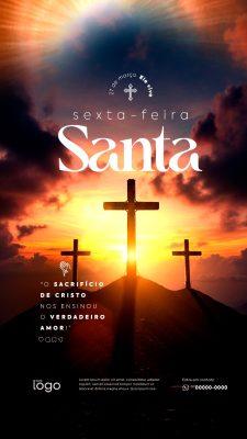 Story Sexta-feira Santa 27 de março Ele Vive Arte Cristã PSD Editável