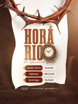 Horário de Funcionamento Semana Santa Festivo PSD Editável