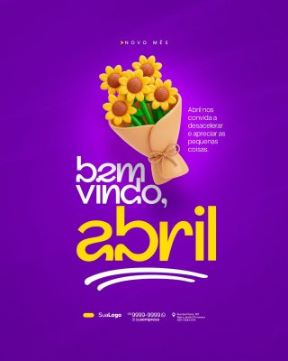 Abril Novo Mês Bem Vindo Abril Design Post PSD Editável
