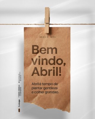 Novo Mês Bem-Vindo Abril Post para Mídias Sociais PSD Editável