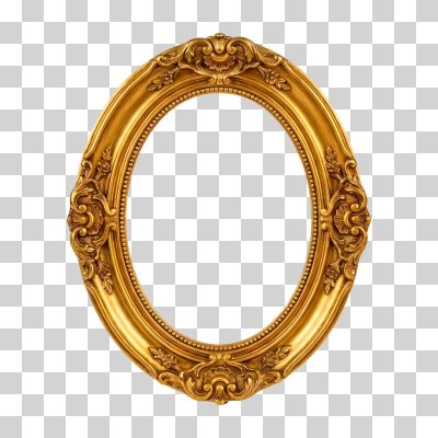 Moldura Dourada Oval Clássica Elemento Design PNG Transparente