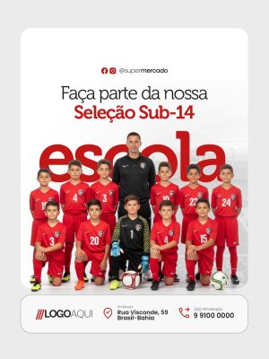Escolinha de Futebol Faça Parte da Nossa Seleção PSD Editável
