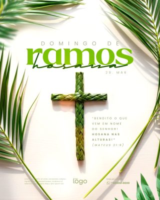 Domingo de Ramos Hosana nas Alturas Post IG Feed PSD Editável
