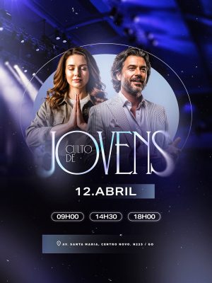  Flyer Gospel Culto de Jovens 12 Abril PSD Editável