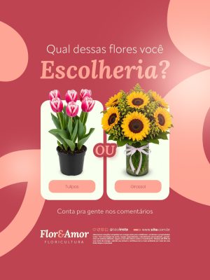 Floricultura Qual Dessas Flores Você Escolheria PSD Editável