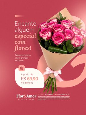 Floricultura Encante Alguém Especial Com Flores PSD Editável
