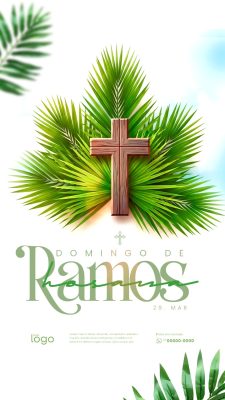 Story Domingo de Ramos 29 Março Cruz Ramo Palma Vertical PSD Editável