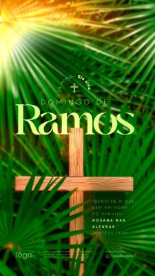 Story Domingo de Ramos 29 de Março Ele Vive Arte Religiosa PSD Editável