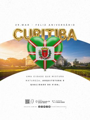 Feliz Aniversário Curitiba 29 Março Uma Cidade Que Mistura Natureza e Arquitetura PSD Editável