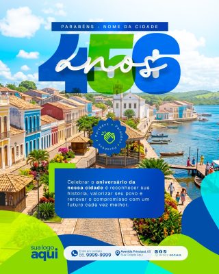 Aniversário 45 Anos da Cidade Design Promocional PSD Editável