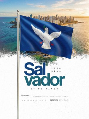 Parabéns Salvador 29 de Março Aniversário Cidade PSD Editável