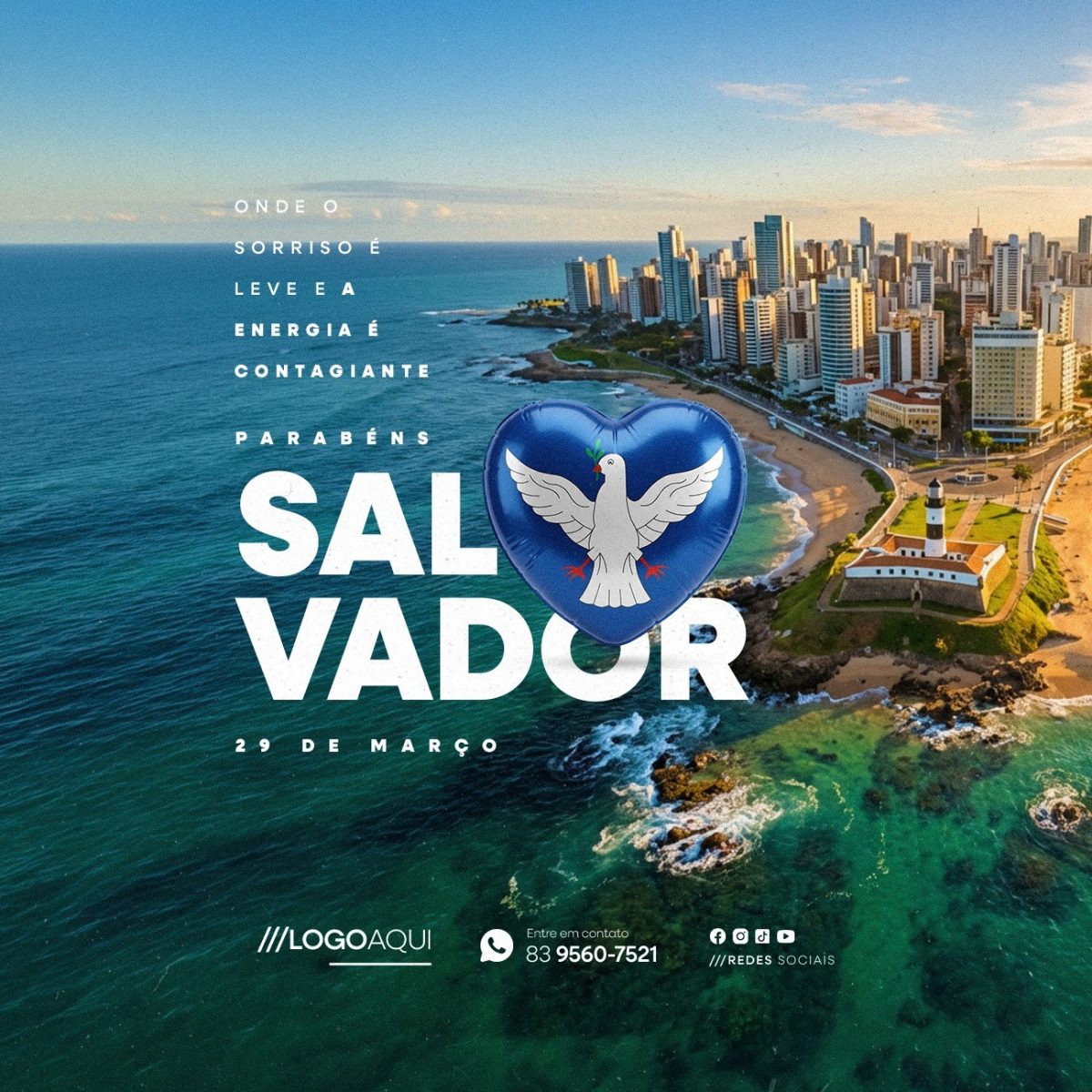 Parabéns Salvador 477 Anos 29 de Março Cidade Maravilhosa PSD Editável