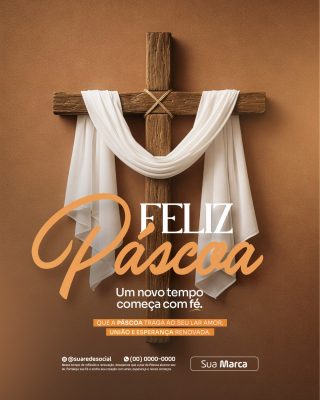 Páscoa Feliz Páscoa Um Novo Tempo Começa com Fé PSD Editável