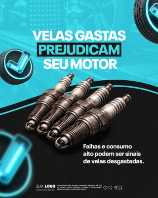Manutenção Automotiva Velas Gastas Prejudicam Seu Motor PSD Editável