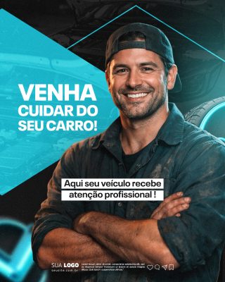 Oficina Mecânica Venha Cuidar do Seu Carro PSD Editável