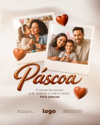 Páscoa É Tempo de Renovar a Fé e o Amor Feliz Páscoa PSD Editável