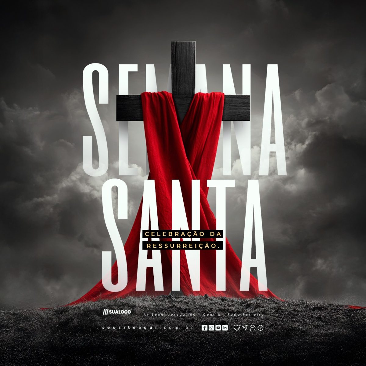 Semana Santa Celebração da Ressurreição PSD Editável