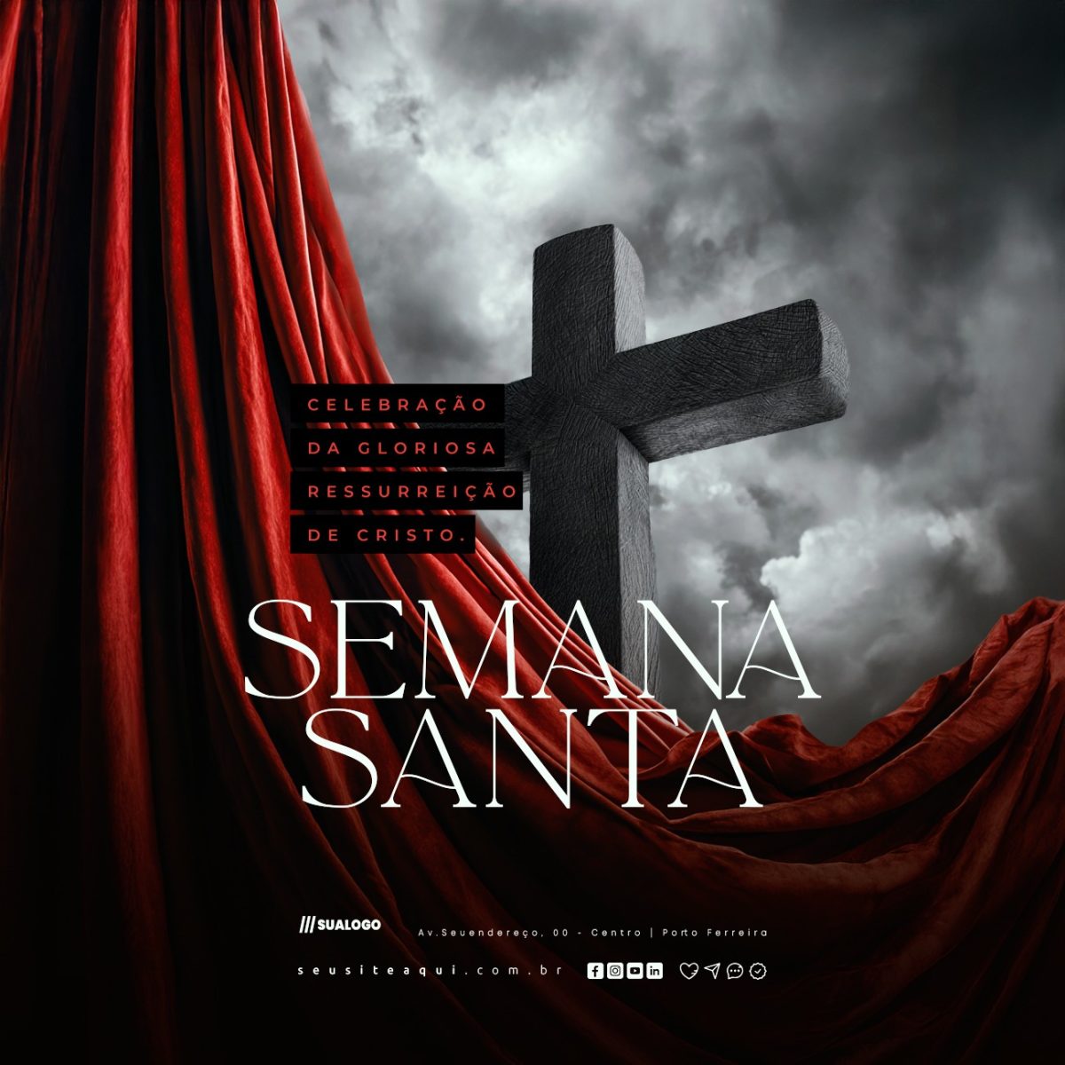 Semana Santa Celebração Gloriosa Ressurreição de Cristo PSD Editável