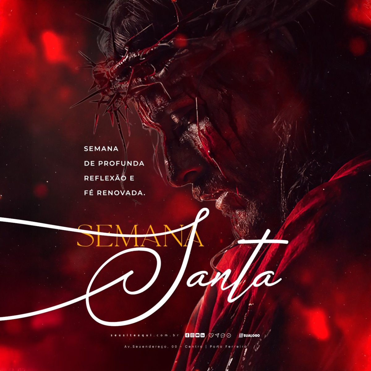 Semana Santa Profunda Reflexão e Fé Renovada PSD Editável