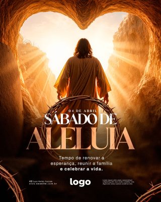 Páscoa Sábado de Aleluia Mensagem De Fé PSD Editável