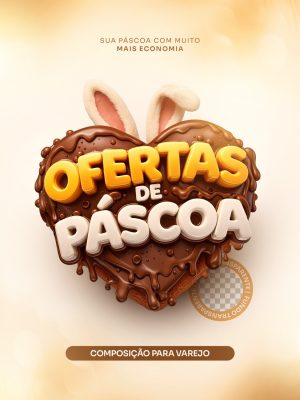 Páscoa Ofertas de Páscoa 3D Composição Varejo PSD Editável