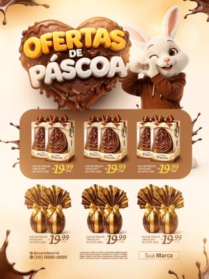 Encarte de Ofertas de Páscoa para supermercado PSD Editável