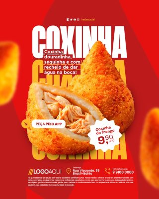 Salgateria Coxinha Durinha Sequinha e Com Recheio de Dar Água Na Boca PSD Editável