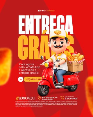 Salgateria Entrega Grátis Peça Agora PSD Editável