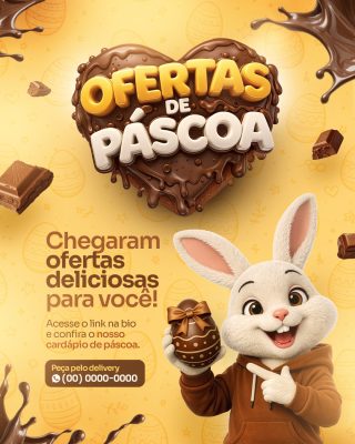 Páscoa Ofertas Deliciosas para Você Arte Promocional PSD Editável