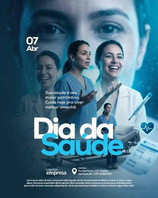 Dia da Saúde 07 Abr Cuide Bem da Sua Saúde PSD Editável