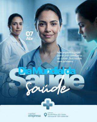 Dia Mundial da Saúde 07 Abr Sua Saúde Vem Primeiro PSD Editável