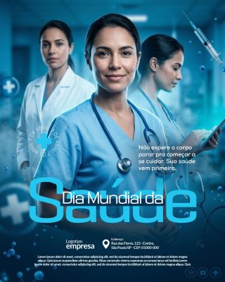 Saúde 7 de Abril Dia Mundial da Saúde Nao Espere PSD Editável