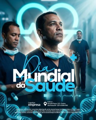 Saúde 7 de Abril Dia Mundial da Saúde Promoção e Prevenção PSD Editável