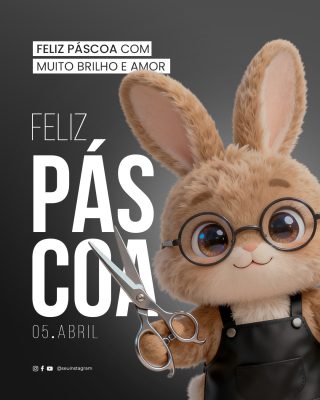 Páscoa Feliz Páscoa com Muito Brilho e Amor 05 de Abril PSD Editável