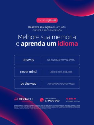 Escola Inglês Melhore Sua Memória e Aprenda Um Idioma PSD Editável