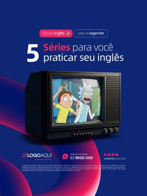 Escola de Inglês 5 Séries Para Você Praticar Seu Inglês PSD Editável