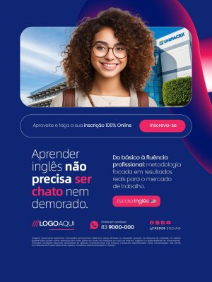 Escola de Inglês Aprender Inglês Não Precisa Ser Chato PSD Editável