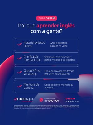 Escola de Inglês Por Que Aprender Inglês Com a Gente PSD Editável
