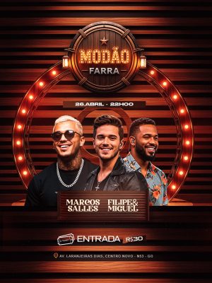Flyer Próximos Shows Modão Farra Sertaneja PSD Editável