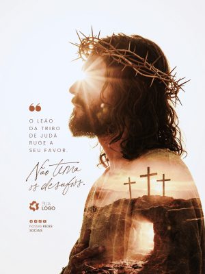 Frase Motivacional O Leão da Tribo de Judá Não Tema os Desafios PSD Editável
