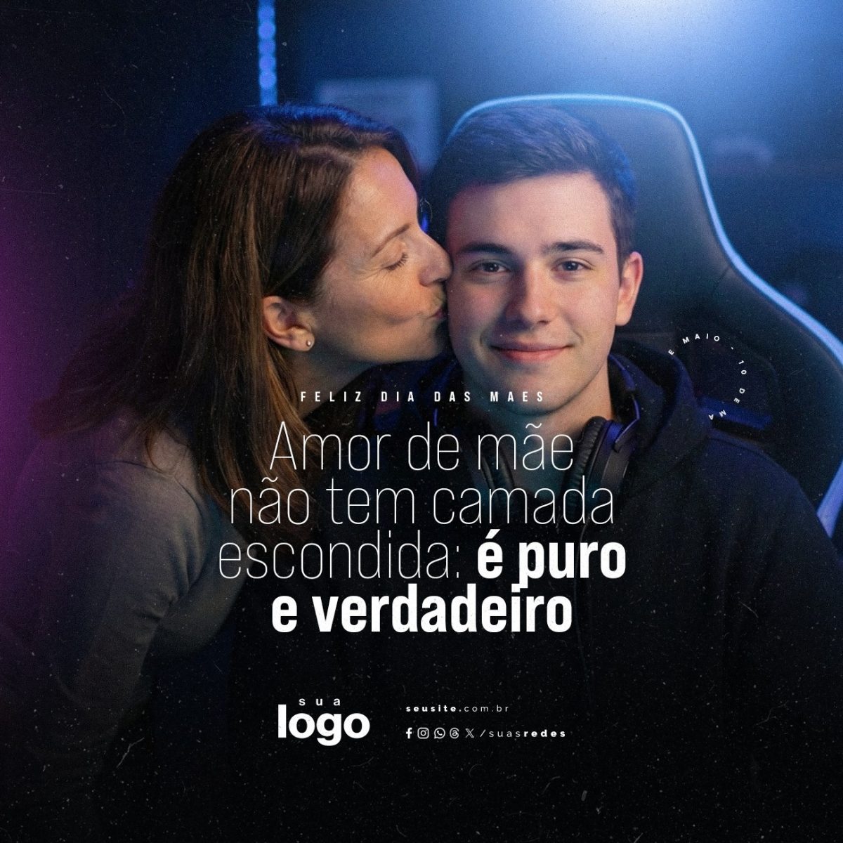 Dia das Mães 10 de Maio Amor Puro e Verdadeiro PSD Editável