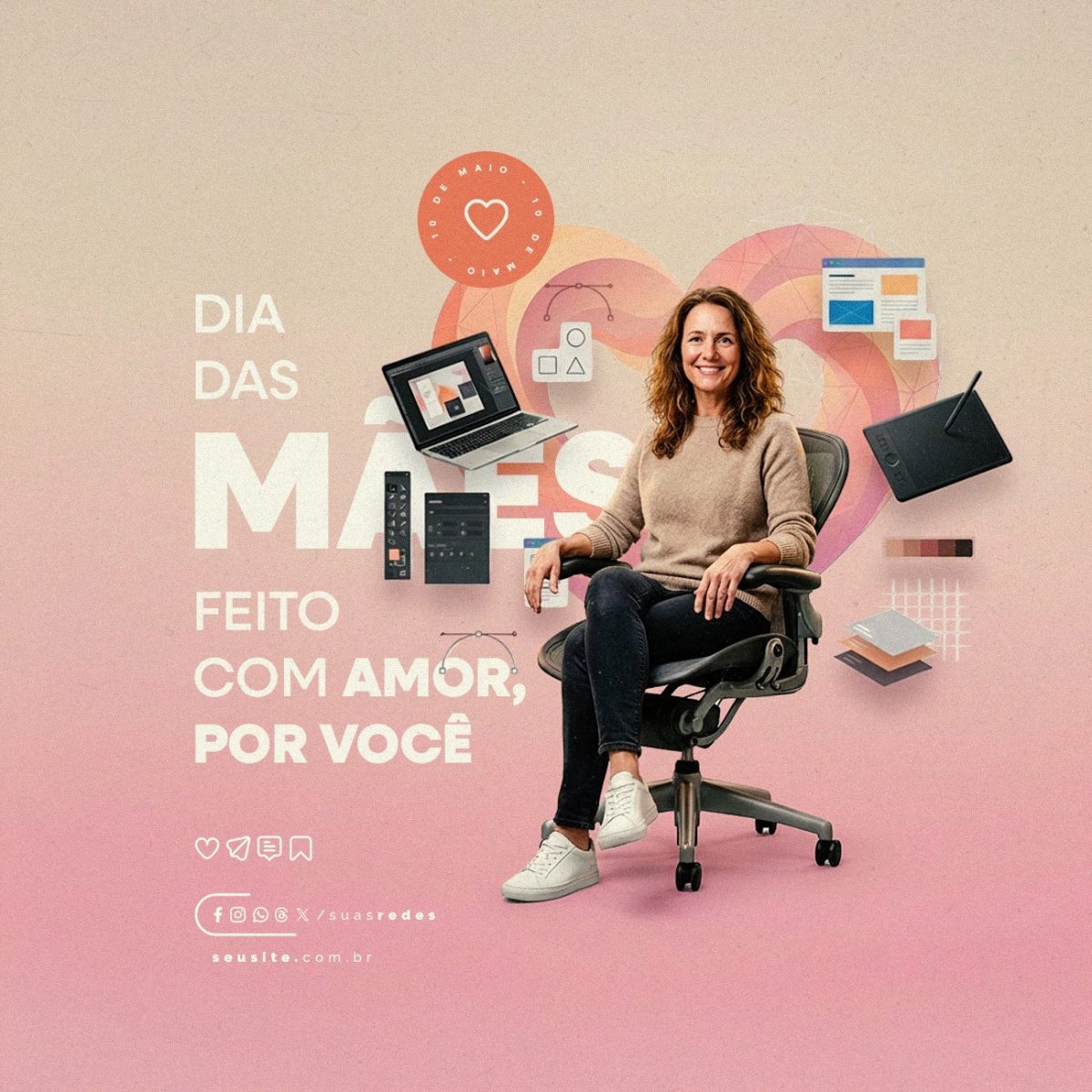 Dia das Mães 10 de Maio Feito Com Amor Por Você PSD Editável