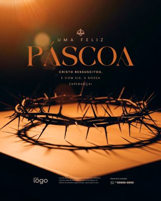 Páscoa Cristo Ressuscitou Uma Feliz Páscoa Flyer PSD Editável