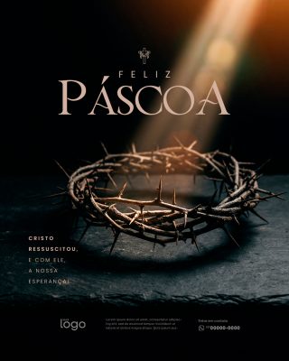 Páscoa Feliz Cristo Ressuscitou Arte da Esperança PSD Editável