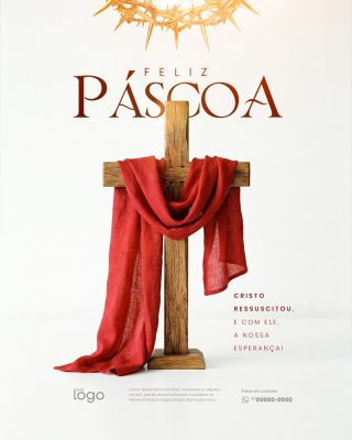 Páscoa Feliz Páscoa Cristo Ressuscitou Arte Religiosa PSD Editável