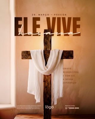Páscoa Ele Vive Hosana Banner de Celebração PSD Editável