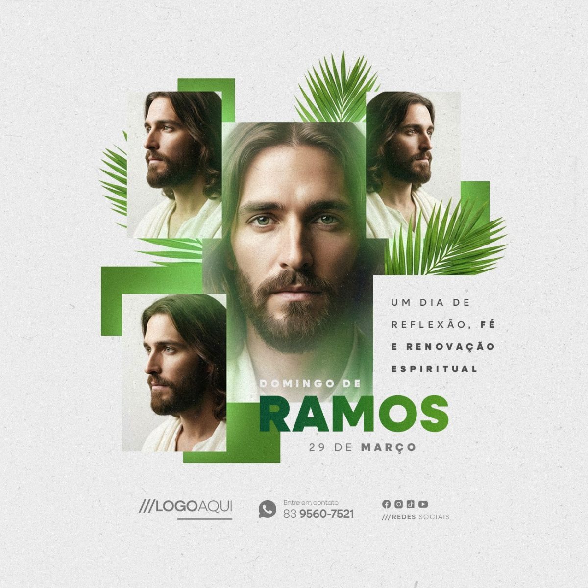 Domingo de Ramos 29 de Março Reflexão Fé e Renovação PSD Editável