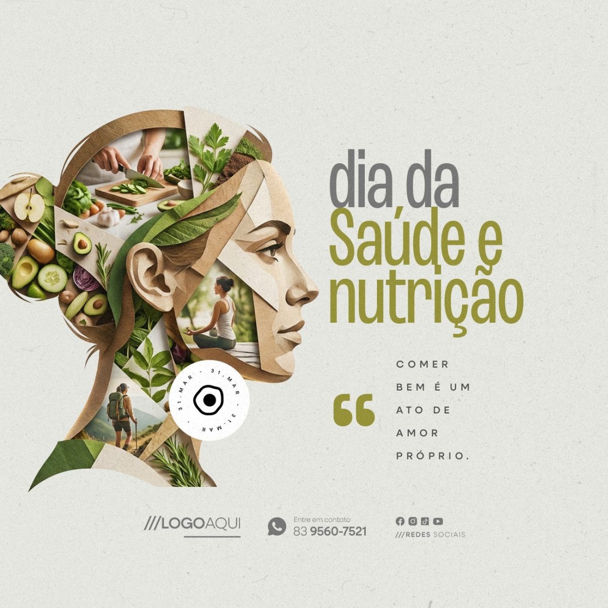 Dia da Saúde e Nutrição 31 de Março PSD Editável